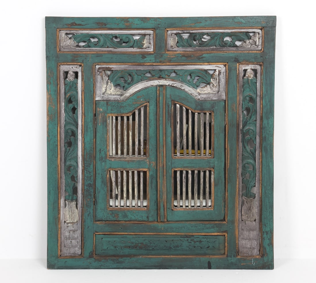 VINTAGE BALINESE/JAVANESE WINDOW SHUTTER MIRROR (1 of 11)
