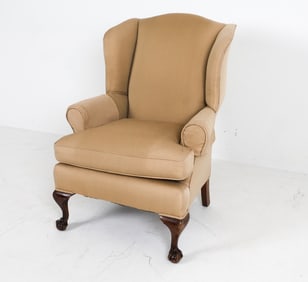 QUEEN ANNE STYLE LOUNGE CHAIR EARLY 20TH C.