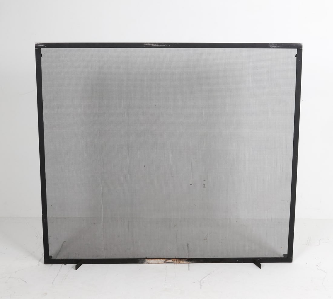 METAL FIRESCREEN: Dimensions: H 43.75" x W 50". Condition: Minor scuffs and scratches to edges. Wear consistent with age and use.