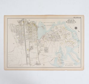 ANTIQUE AGE MAP OF MAMARONECK VILLAGE 1910