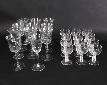 VINTAGE GLASS STEMWARE GROUPING