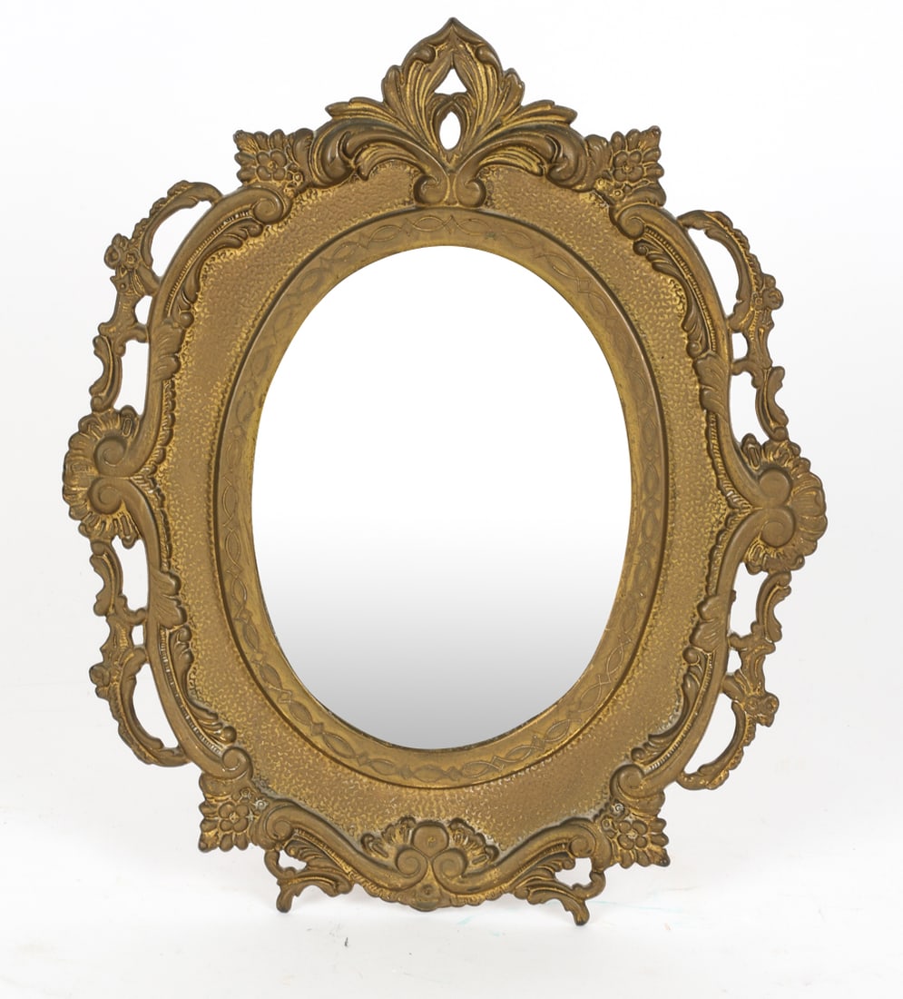 VINTAGE ORNATE BRASS TABLE MIRROR (1 of 12)