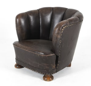 MANNER OF BOESEN DANISH LEATHER CLUB CHAIR