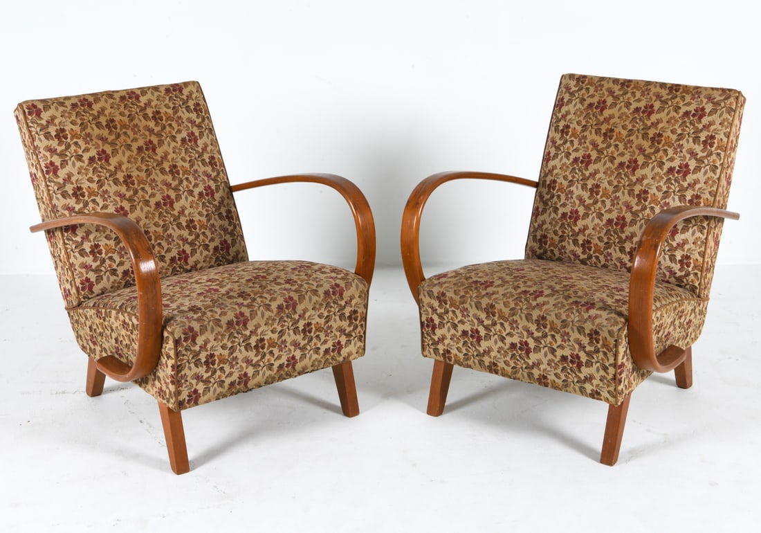 PAIR HALABALA STYLE BEECH & WOOL LOUNGE CHAIRS (1 of 13)