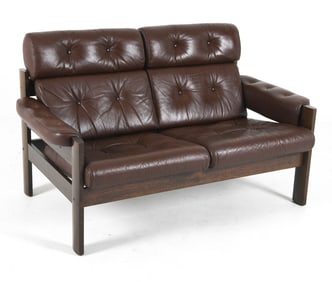 EKORNES AMIGO STYLE LEATHER LOVE SEAT SOFA C. 1970