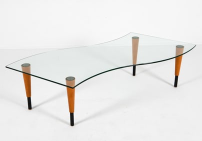 SCANDINAVIAN TEAK & GLASS COFFEE TABLE C. 1960S