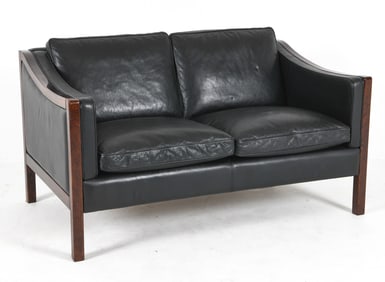 STOUBY DANISH LEATHER LOVESEAT SOFA