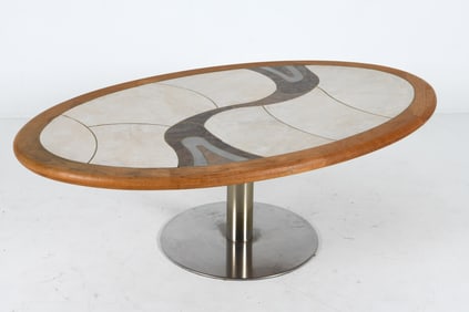 TUE POULSEN FOR HASLEV OAK & TILE COFFEE TABLE