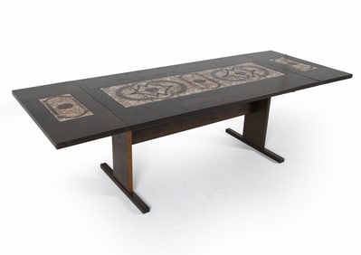 GANGSO MOBLER DANISH OAK & TILE DINING TABLE