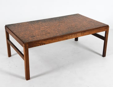 DANISH ROSEWOOD & COPPER COFFEE TABLE C. 1960S