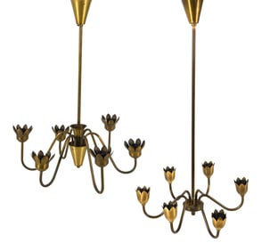 MID-CENTURY SCANDINAVIAN BRASS CHANDELIERS 1960S