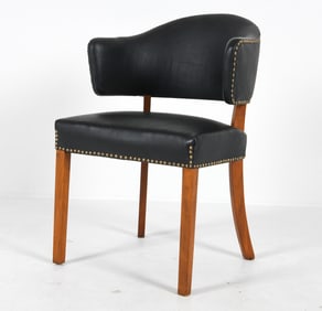 DANISH LEATHER SIDE CHAIR C. 1950S