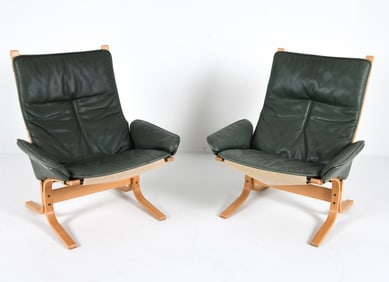 PAIR INGMAR RELLING LEATHER LOUNGE CHAIRS