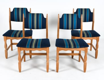 (4) HENNING KJAERNULF DANISH OAK DINING CHAIRS