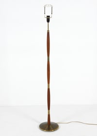 MID-CENTURY DANISH TEAK & BRASS FLOOR LAMP 1960S