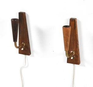 PAIR MID-CENTURY DANISH ROSEWOOD SCONCES C. 1970S