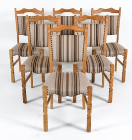 6 HENNING KJAERNULF STYLE DANISH OAK DINING CHAIRS