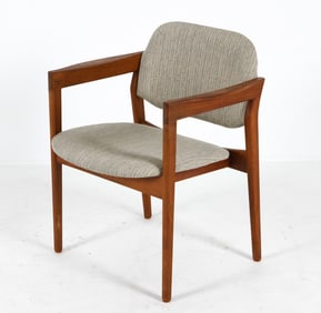 MID-CENTURY DANISH TEAK & WOOL ARMCHAIR C. 1960S