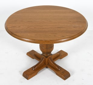 DUTCH ROUND OAK PEDESTAL TABLE C. 1970S