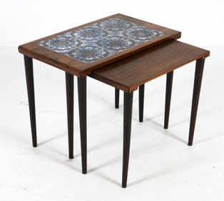 DANISH MID-CENTURY ROSEWOOD & TILE NESTING TABLES