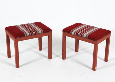 PAIR MID-CENTURY DANISH PAINTED STOOLS C. 1960S