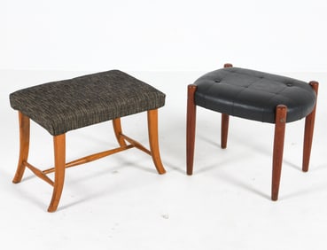 (2) MID-CENTURY DANISH TEAK STOOLS C. 1970S