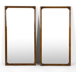 PAIR PINDEX SWEDISH WALNUT WALL MIRRORS C. 1960S