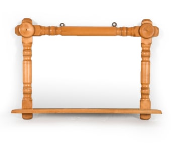 MID-CENTURY POLISH BEECH WALL MIRROR C. 1960S