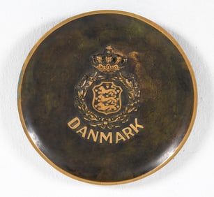 DENMARK COAT OF ARMS BRONZE WALL PLAQUE