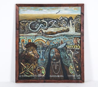 SCANDINAVIAN OUTSIDER MIXED MEDIA ON BOARD