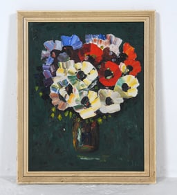 20TH C. DANISH FLORAL STILL LIFE O/B PAINTING