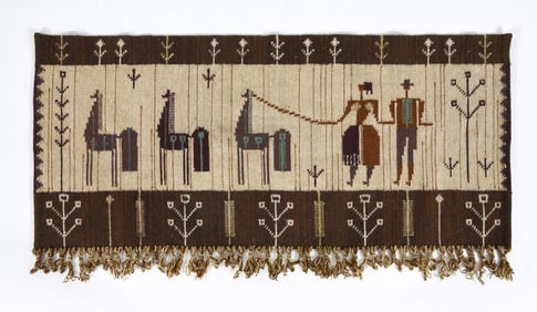 EVA NEMETH STYLE DANISH WOOL WALL TAPESTRY C. 1960