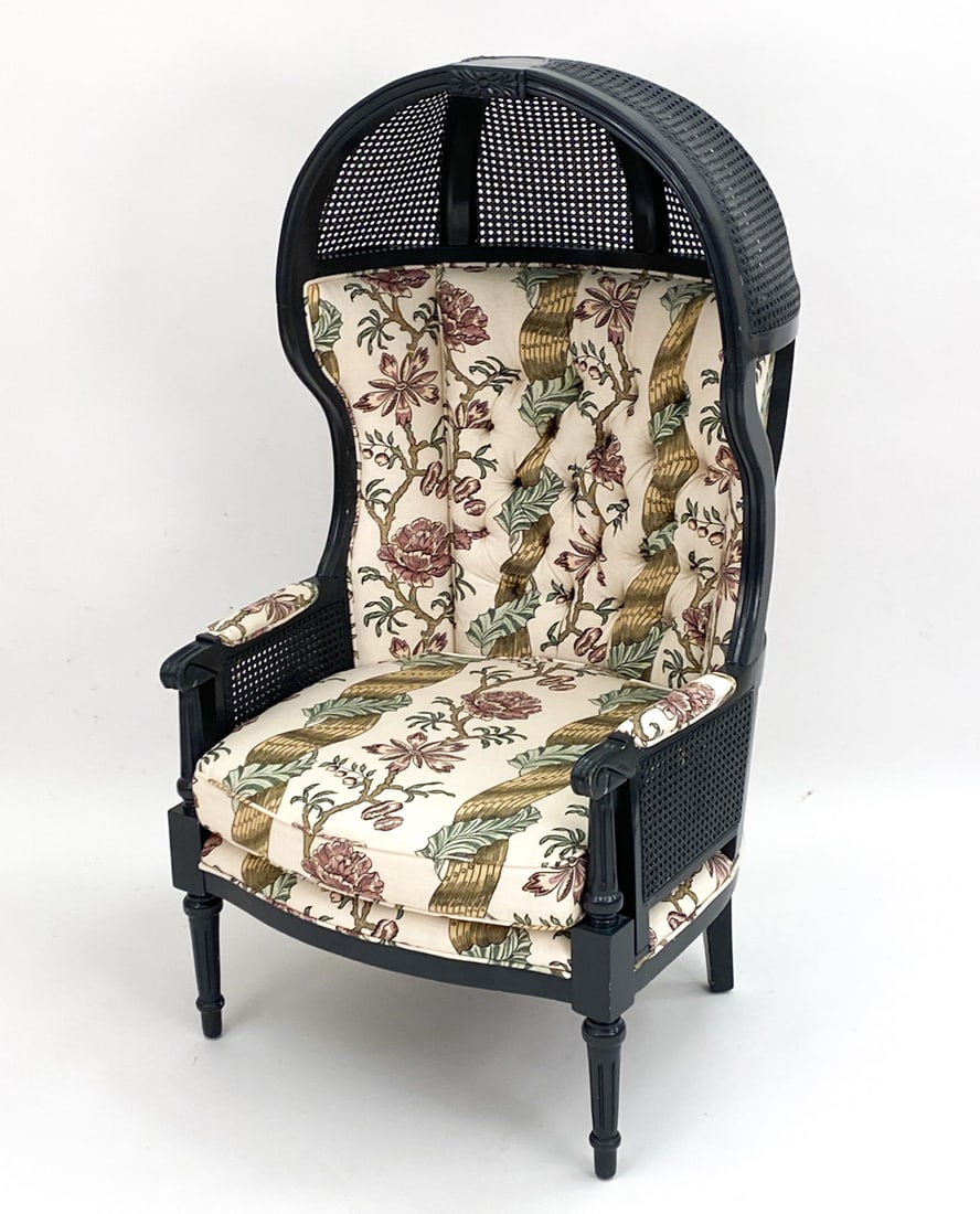 FRENCH CANED BALLOON BACK PORTER CHAIR