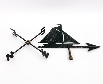 VINTAGE BRASS SAILBOAT WEATHERVANE