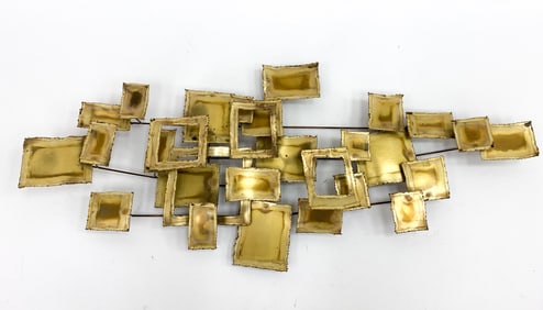 CURTIS JERE STYLE TORCH-CUT BRASS WALL ART
