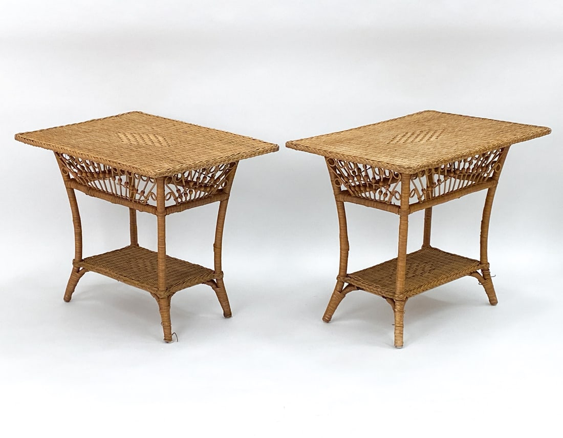 PAIR OF RALPH LAUREN BAMBOO & RATTAN SIDE TABLES (1 of 16)