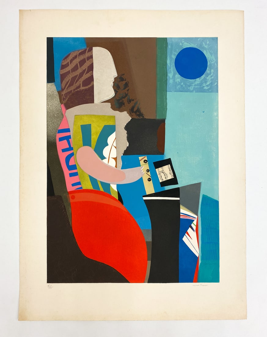 MAX PAPART (FRENCH, 1911-1994) LITHOGRAPH: Hand signed and numbered X/XXV lower margin, in pencil. Colored lithograph with 3D elements including buttons poking through from backside. Dimensions: L 53.25" x W 39" Condition: Possibly lacking ele