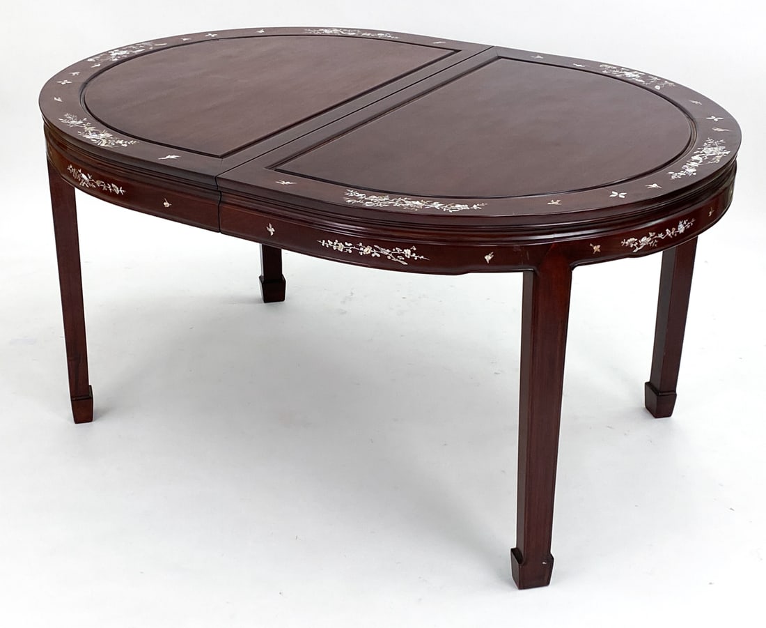 CHINESE ROSEWOOD & MOTHER OF PEARL DINING TABLE (1 of 13)