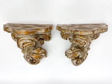 PAIR DECORATIVE WALL BRACKET SHELVES