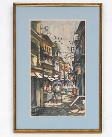 STREET SCENE WATERCOLOR PAINTING