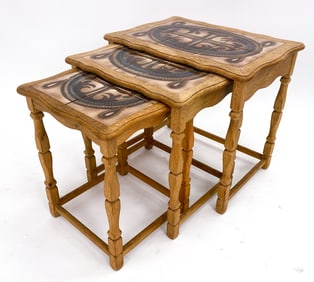 KJAERNULF & EDMUND PEDERSEN OAK NESTING TABLES