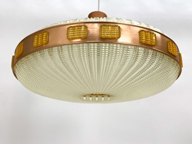 MID-CENTURY SPACE AGE SAUCER PENDANT LIGHT 1970S