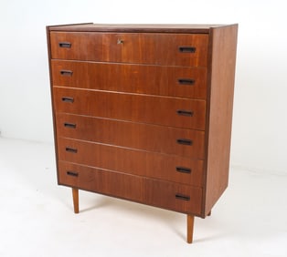 DANISH TEAK CHEST OF DRAWERS C. 1960S