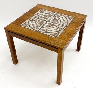 DANISH ROSEWOOD & CERAMIC TILE SIDE TABLE C. 1970S