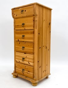 DANISH TALL PINE CHEST OF DRAWERS