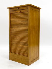 MID-CENTURY DANISH OAK TAMBOUR CABINET