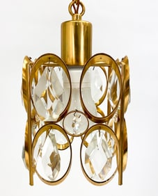 GERMAN PALWA STYLE BRASS & CRYSTAL PENDANT LIGHT