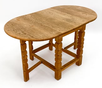 DANISH OAK DROP-LEAF SIDE TABLE C. 1970S