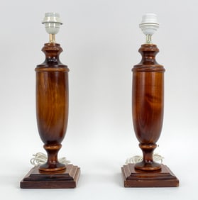 PAIR OF MID-CENTURY DANISH PINE TABLE LAMPS