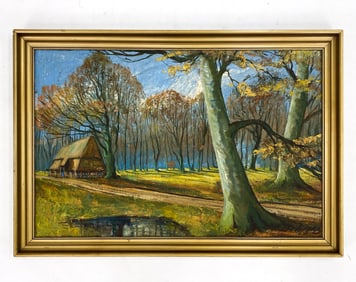20TH C. DANISH LANDSCAPE O/C PAINTING